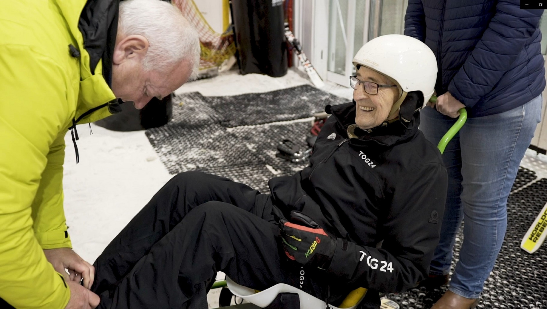 Don't slope me now - 92-year-old care home resident goes skiing for the first time